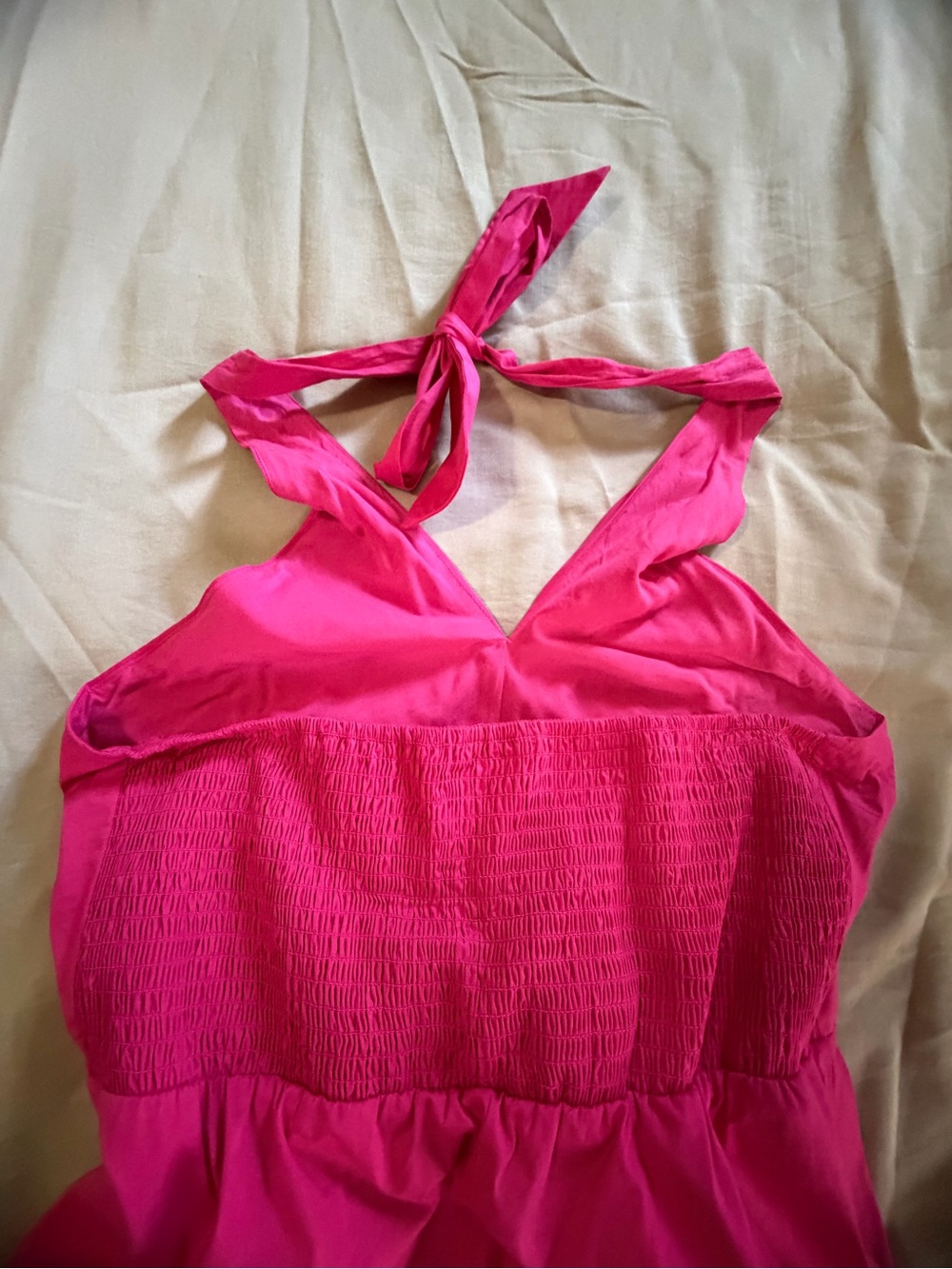 Three Pretty Women's Dresses— Hot Pink, White Floral, Blue Pattern - Picture 9 of 9